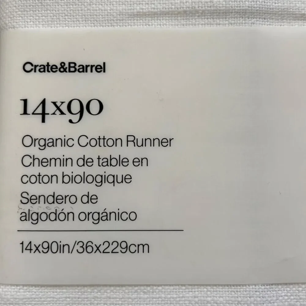 Crate and Barrel White and Cream Soft 100% organic cotton white table runer